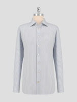 Kiton Blue White Cotton Shirt