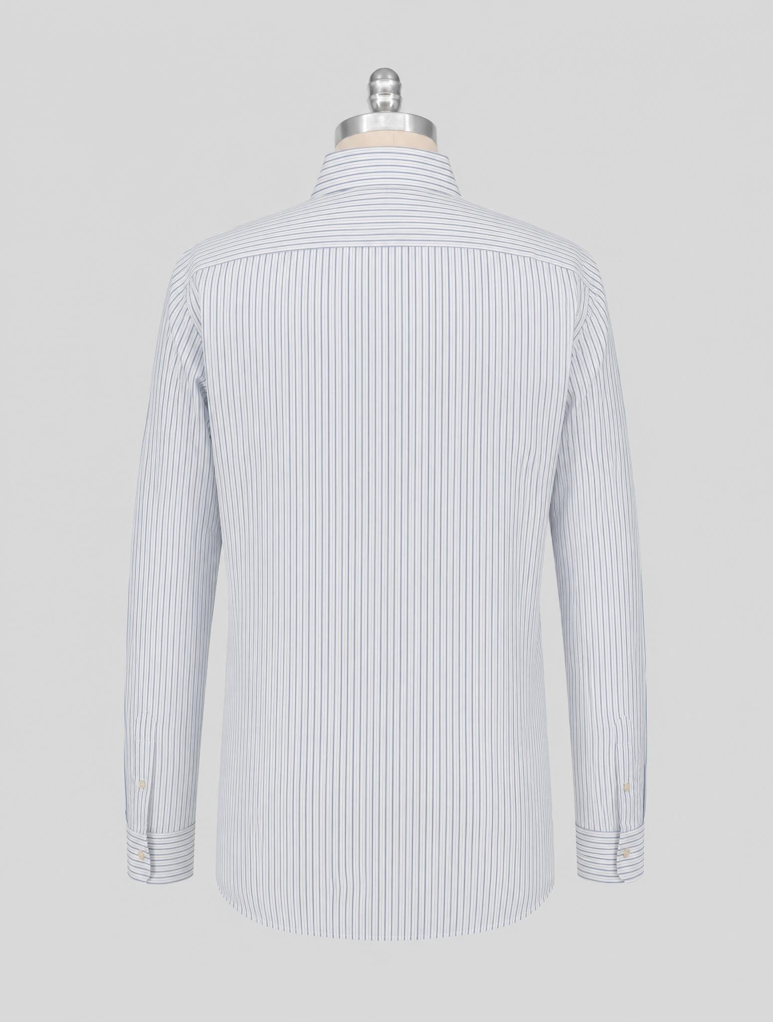 Kiton Blue White Cotton Shirt