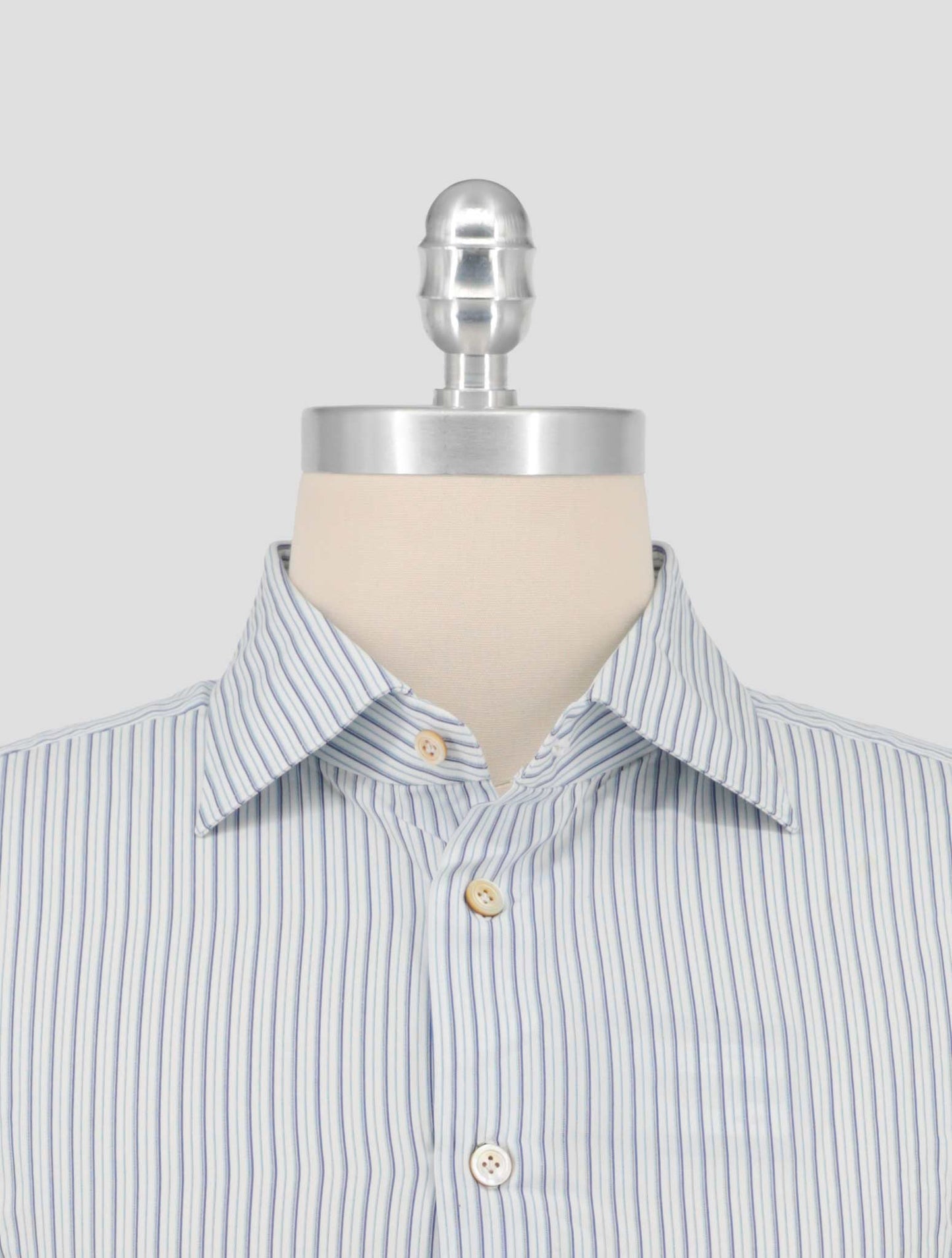 Kiton Blue White Cotton Shirt