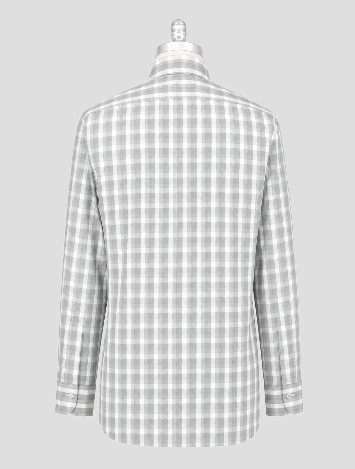 Kiton Gray White Cotton Shirt