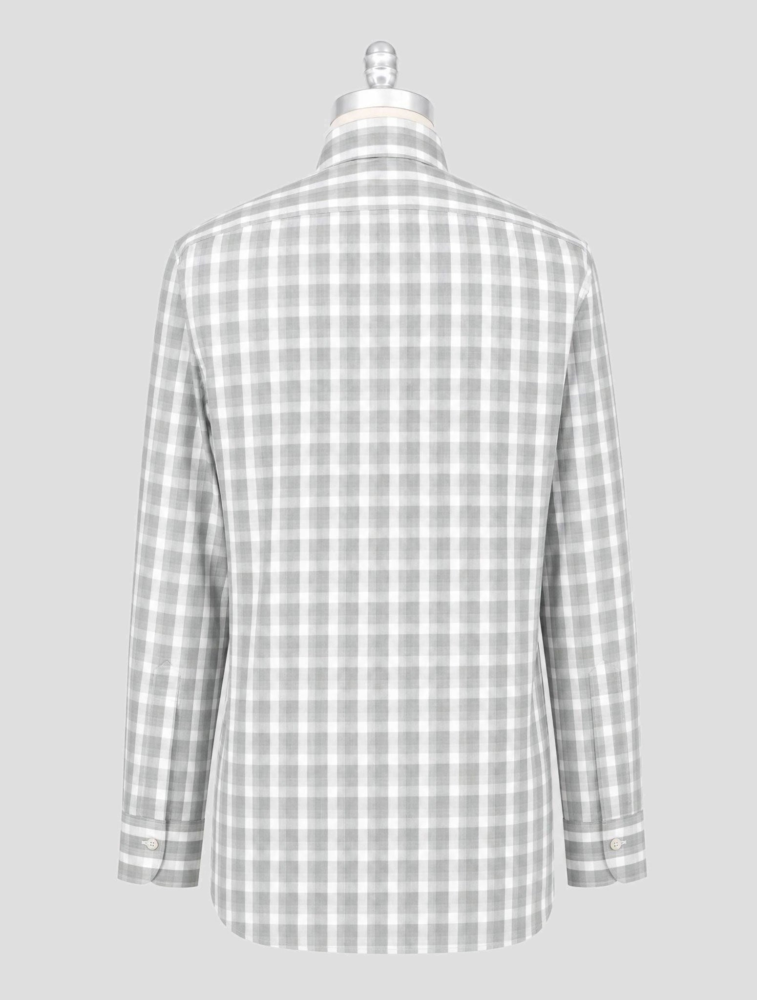Kiton Gray White Cotton Shirt