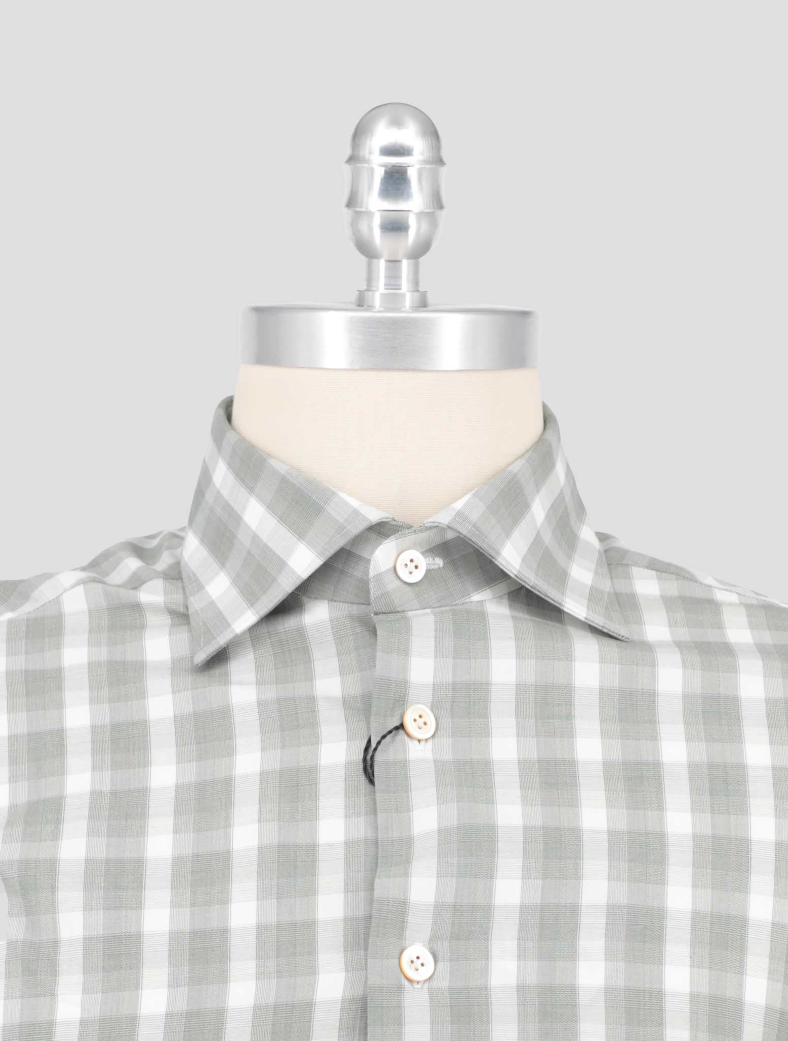 Kiton Gray White Cotton Shirt