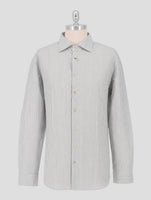 Kiton Gray White Cotton Linen Shirt