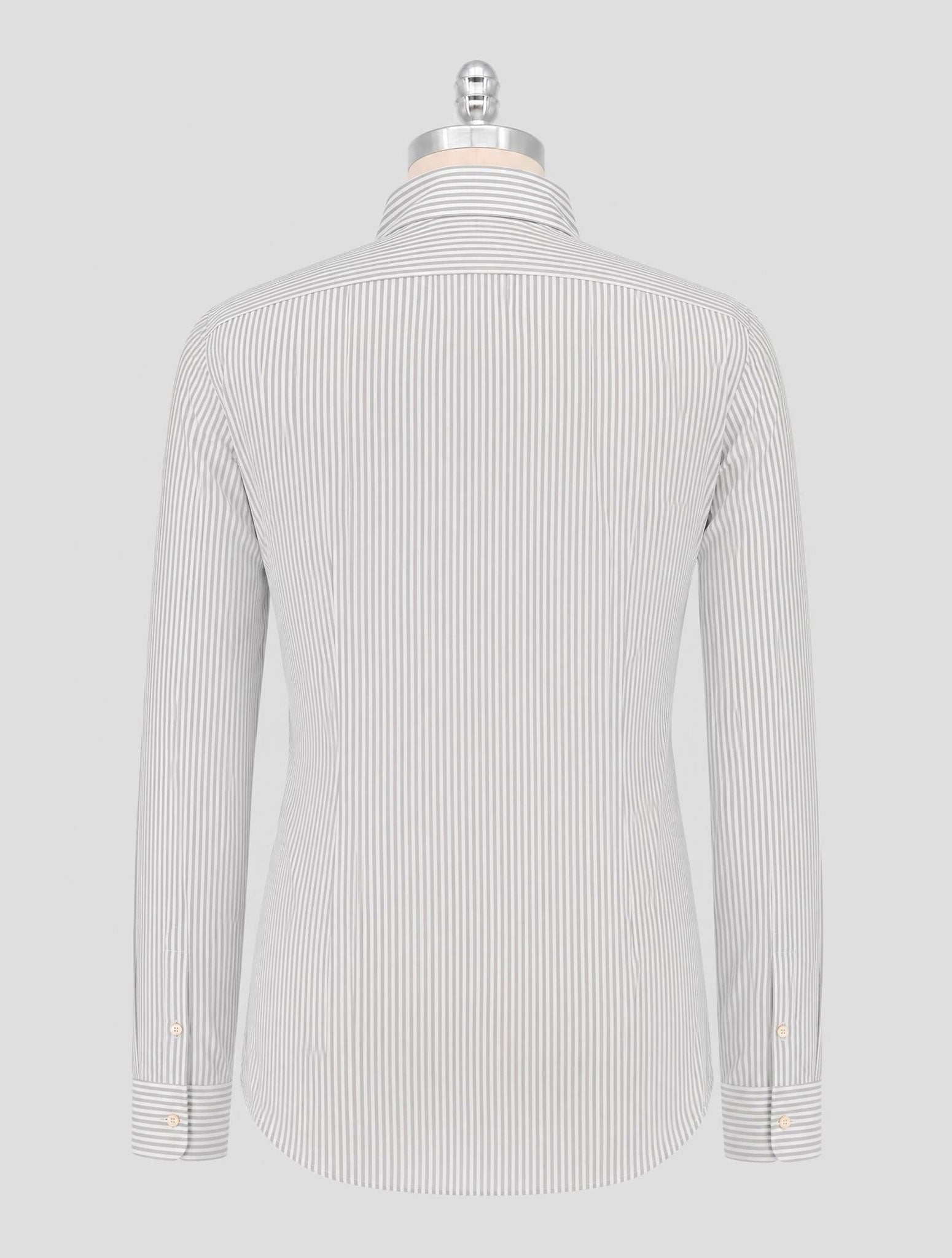 Kiton Gray White Cotton Linen Shirt