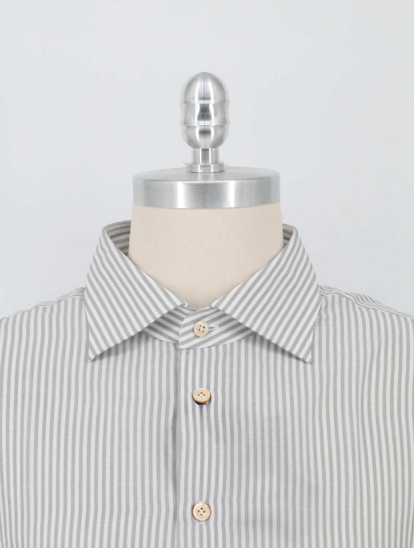 Kiton Gray White Cotton Linen Shirt