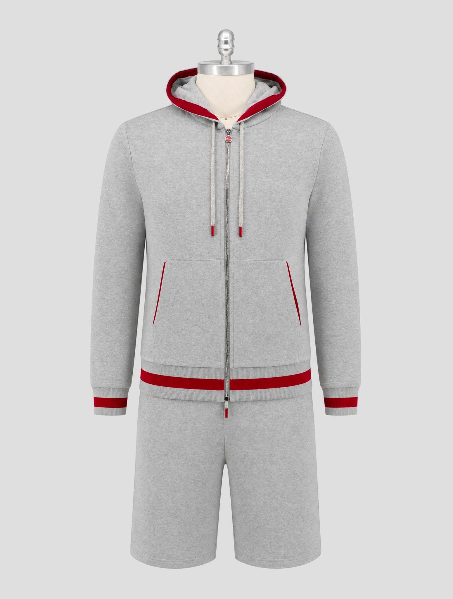 Kiton Gray Cotton Tracksuit Short Pants