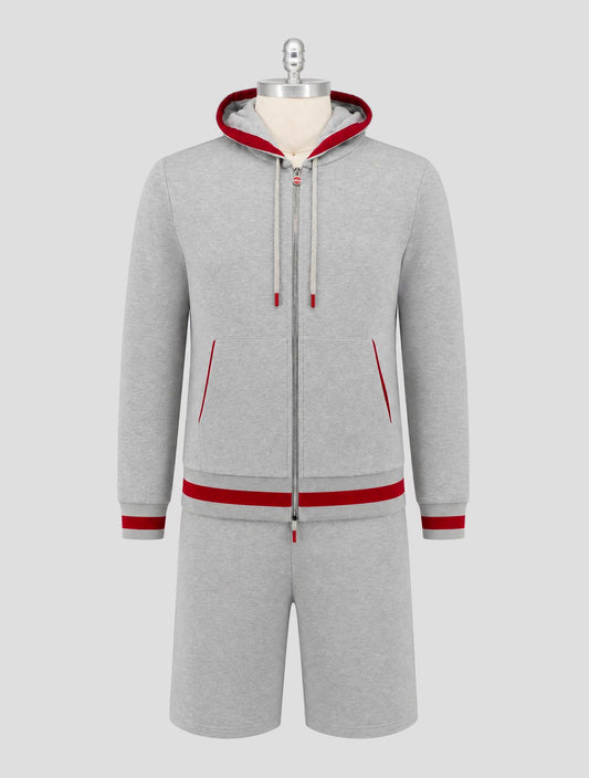 Kiton Gray Cotton Tracksuit Short Pants