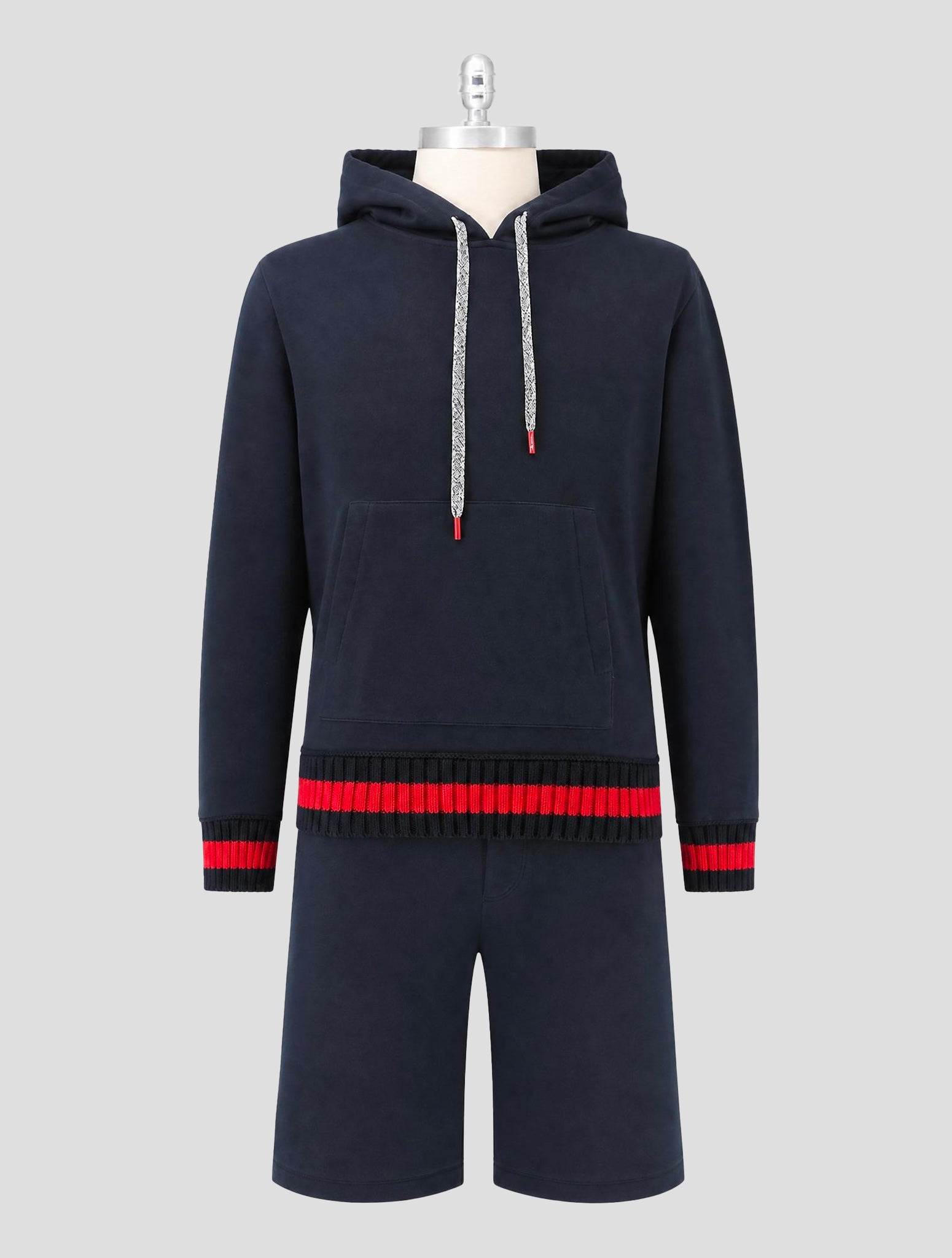 Kiton Blue Cotton Tracksuit Short Pants