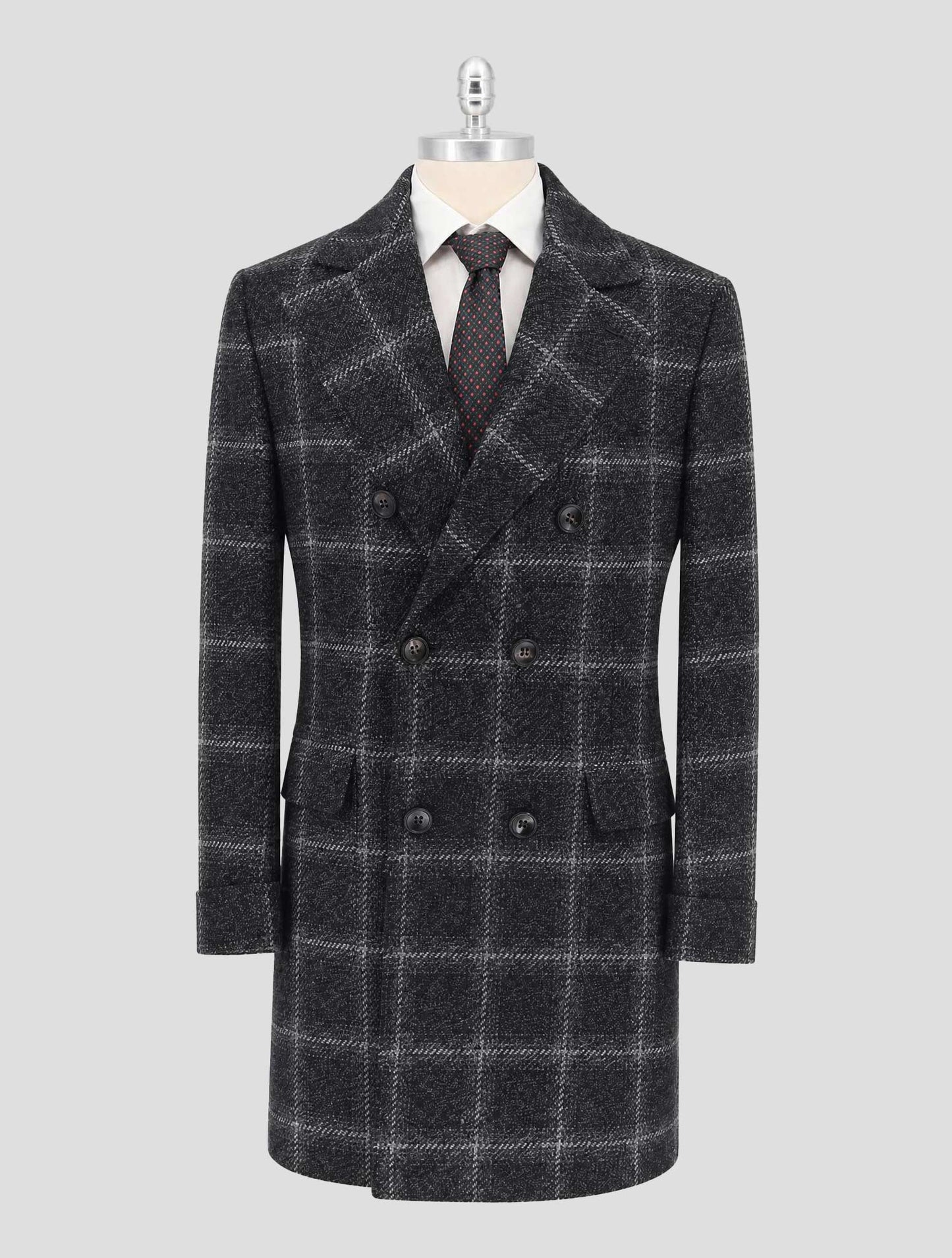 Kiton Gray Cashmere Overcoat Double Breasted