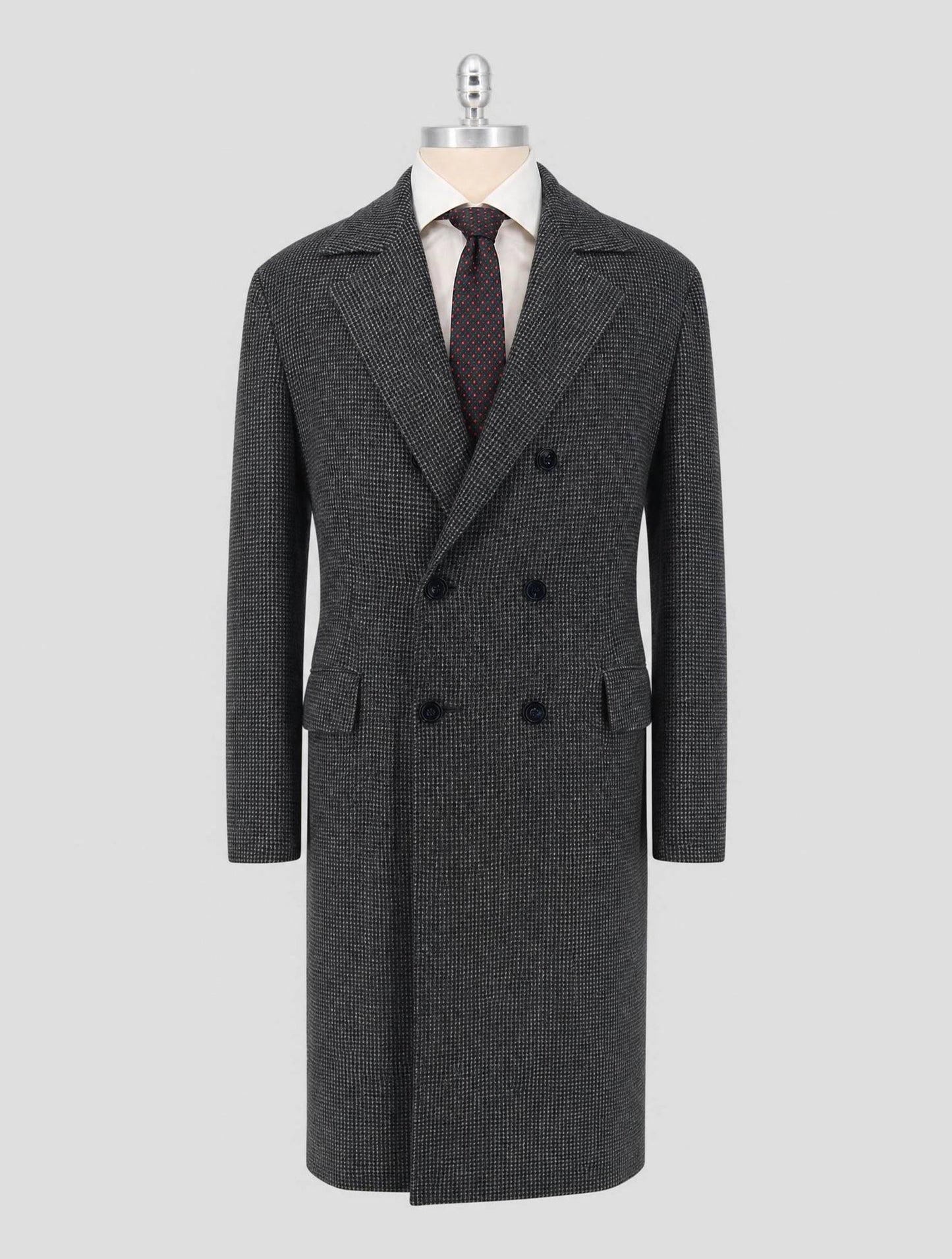 Kiton Gray White Cashmere Overcoat