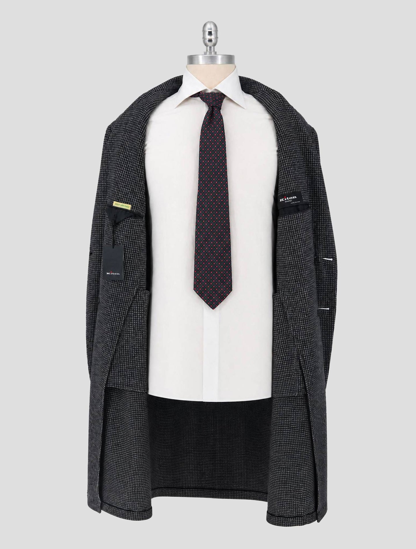 Kiton Gray White Cashmere Overcoat