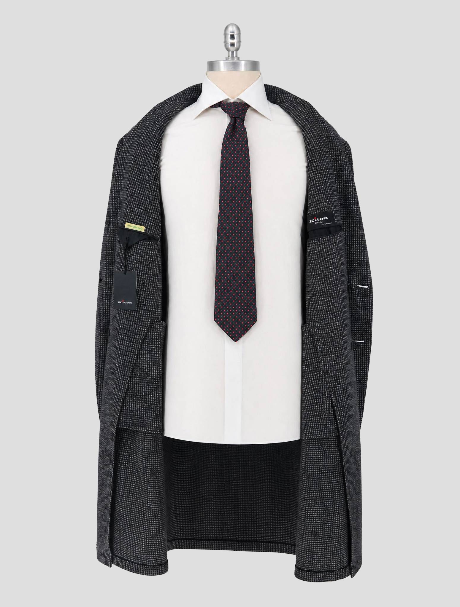 Kiton Gray White Cashmere Overcoat