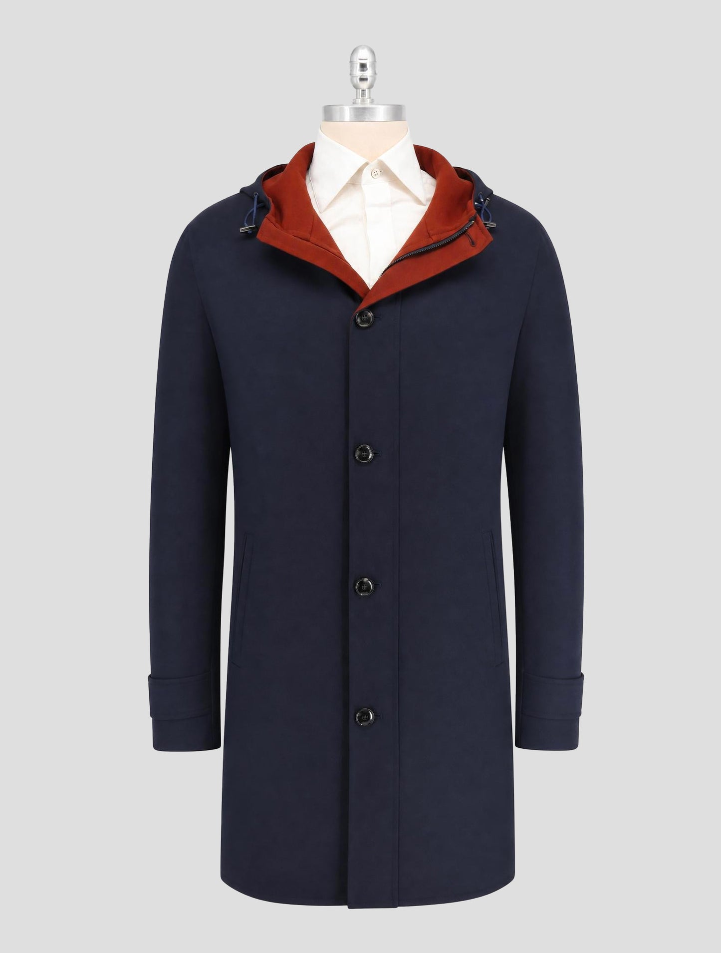 Kiton Blue Wool Ea Overcoat