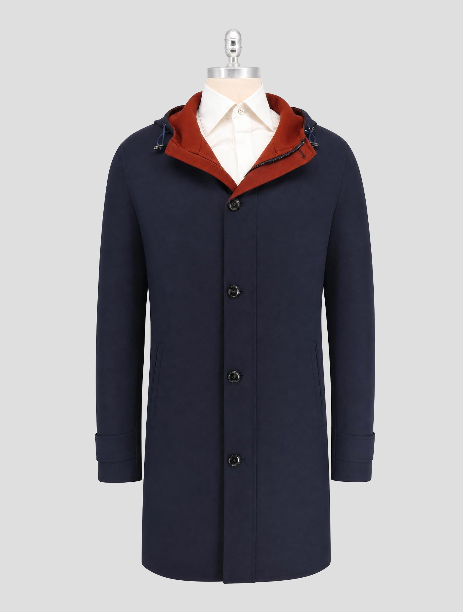 Kiton Blue Wool Ea Overcoat