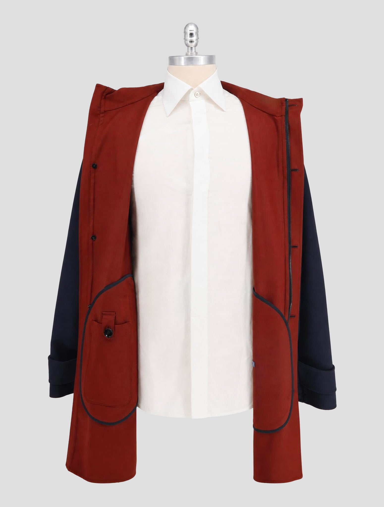 Kiton Blue Wool Ea Overcoat
