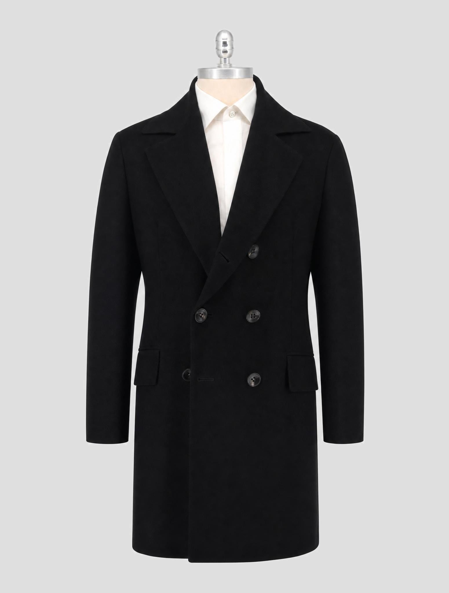 Kiton Black Cashmere Vicuna Overcoat