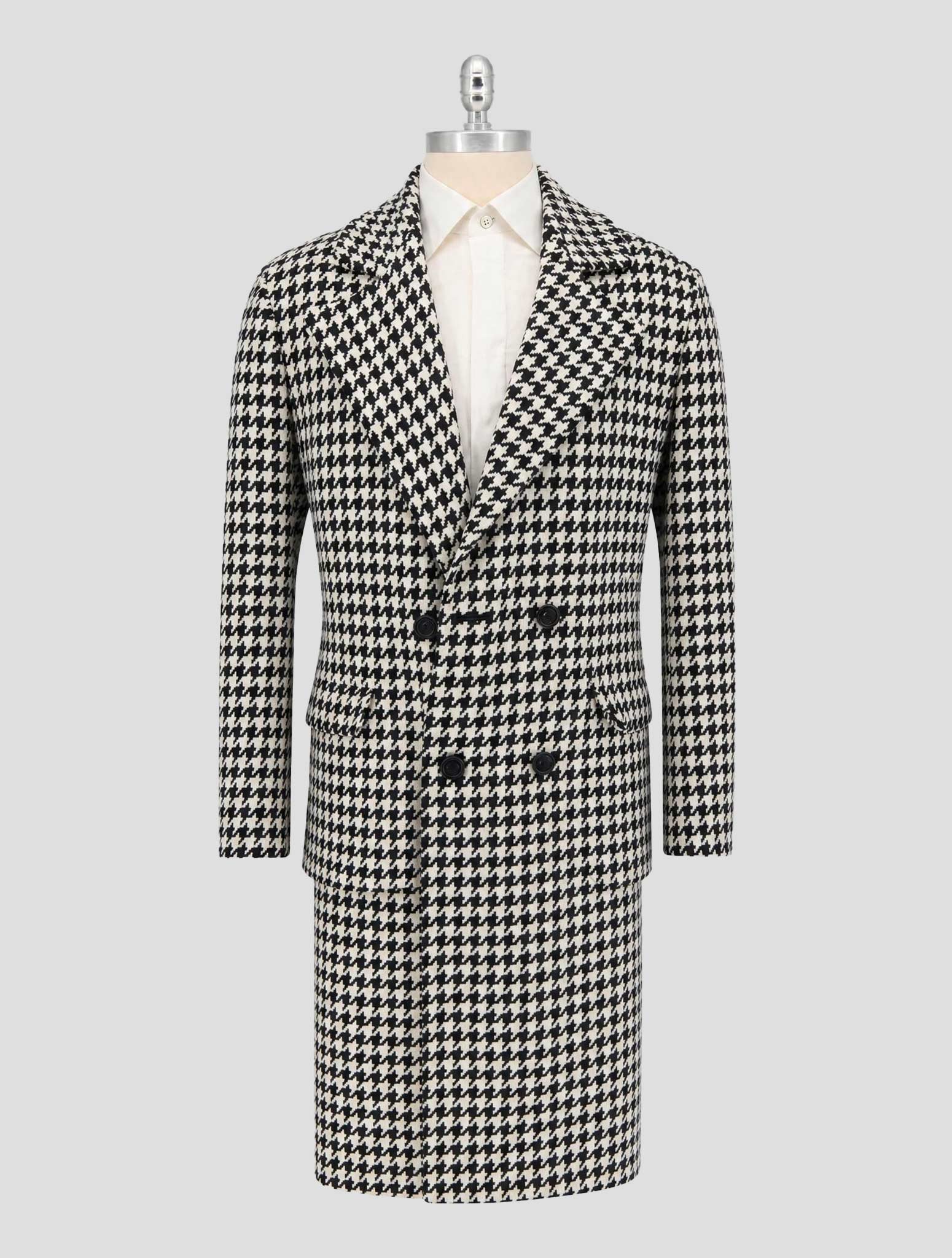 Kiton Black White Cashmere Overcoat