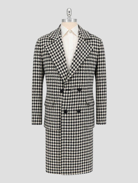 Kiton Black White Cashmere Overcoat