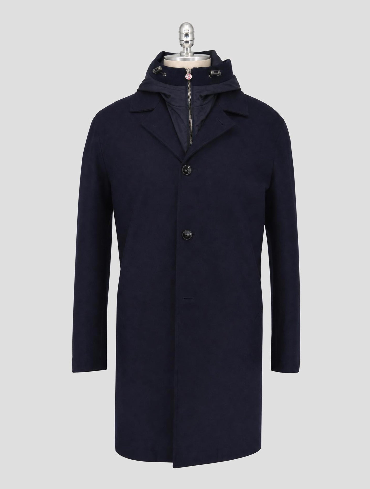 Kiton Blue Virgin Wool Overcoat