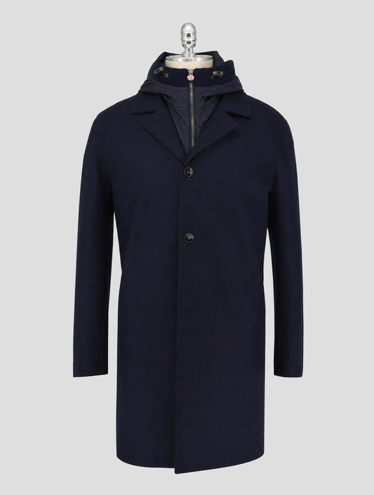 Kiton Blue Virgin Wool Overcoat