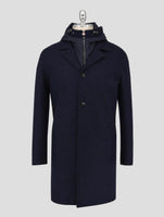 Kiton Blue Virgin Wool Overcoat