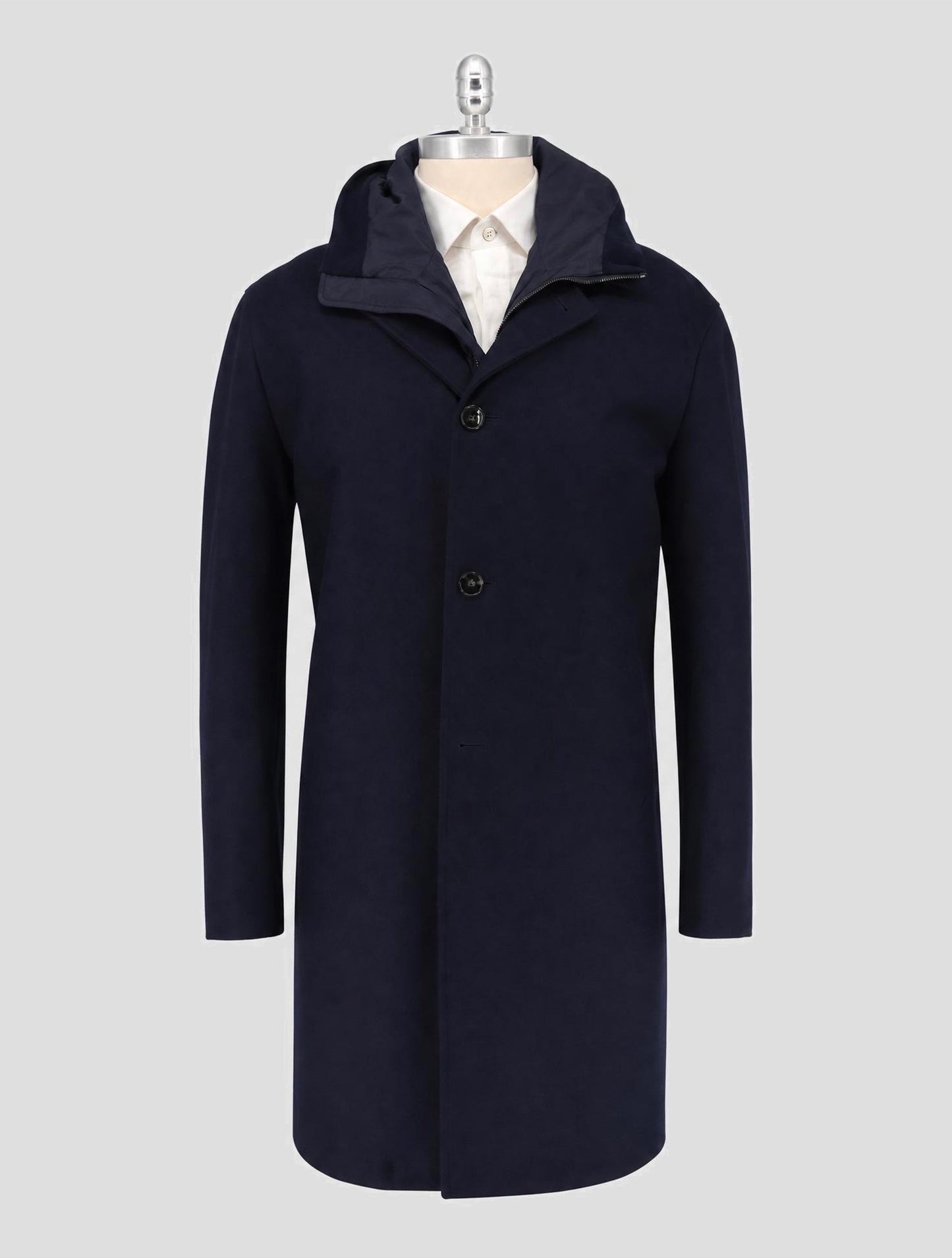 Kiton Blue Virgin Wool Overcoat