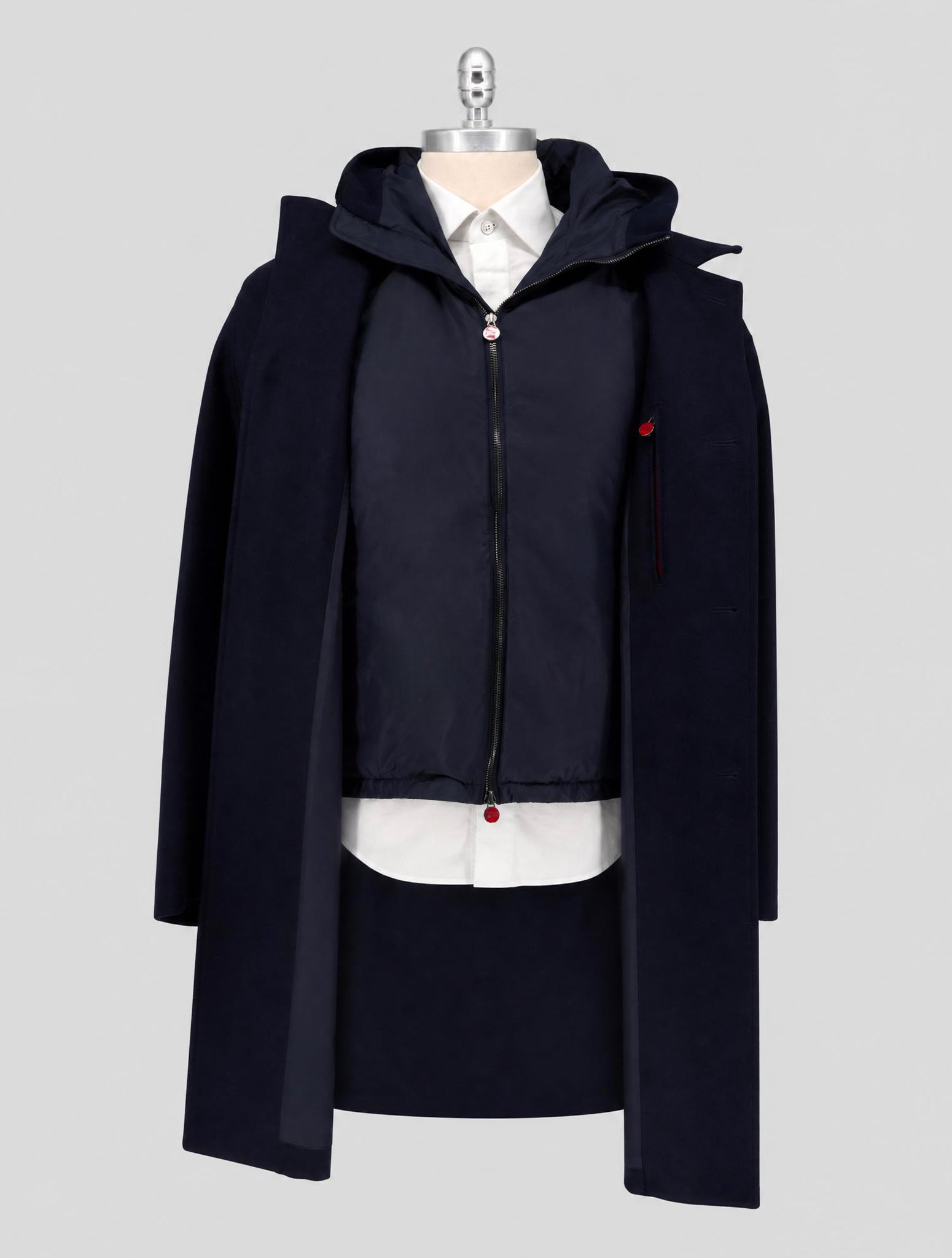 Kiton Blue Virgin Wool Overcoat