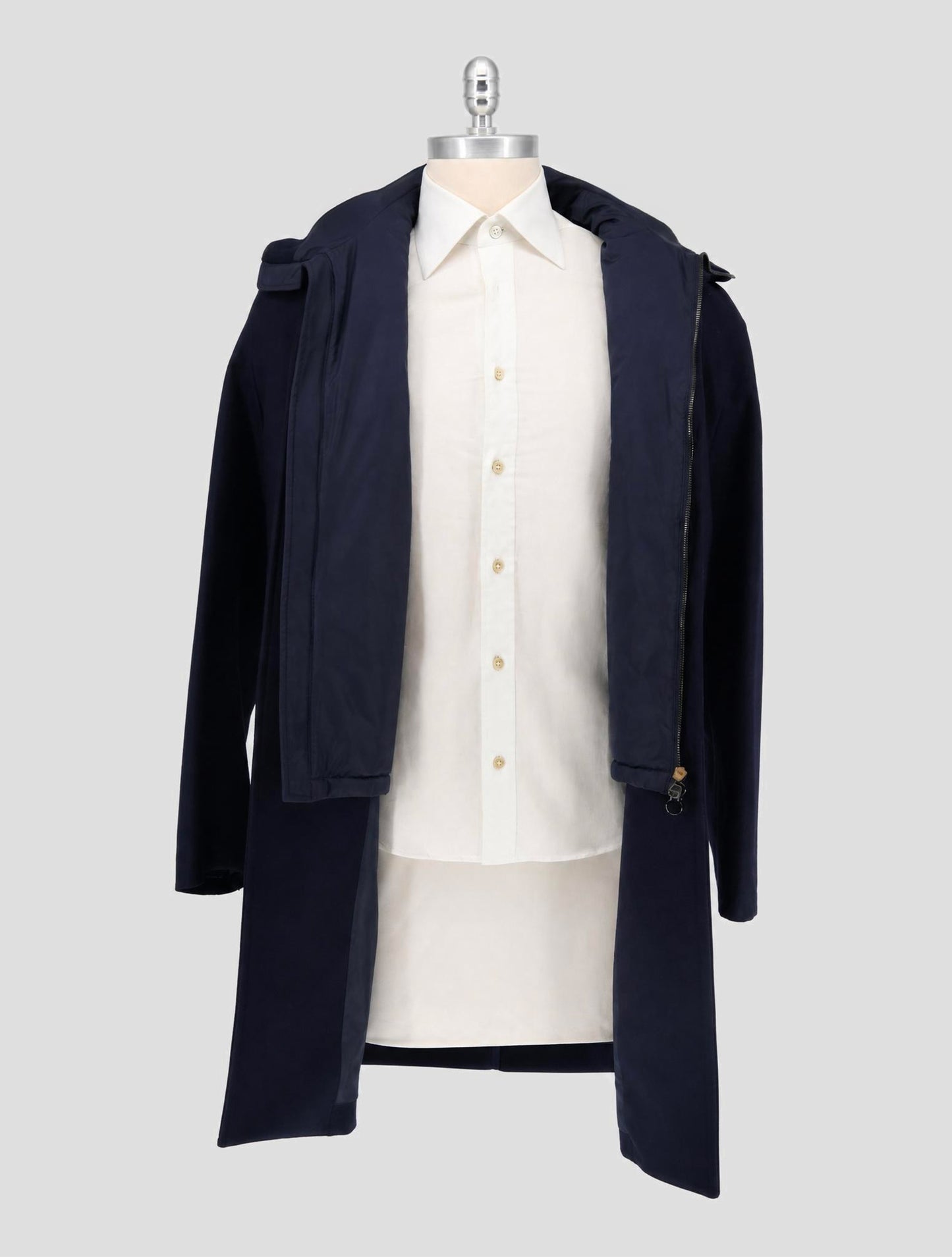 Kiton Blue Virgin Wool Overcoat