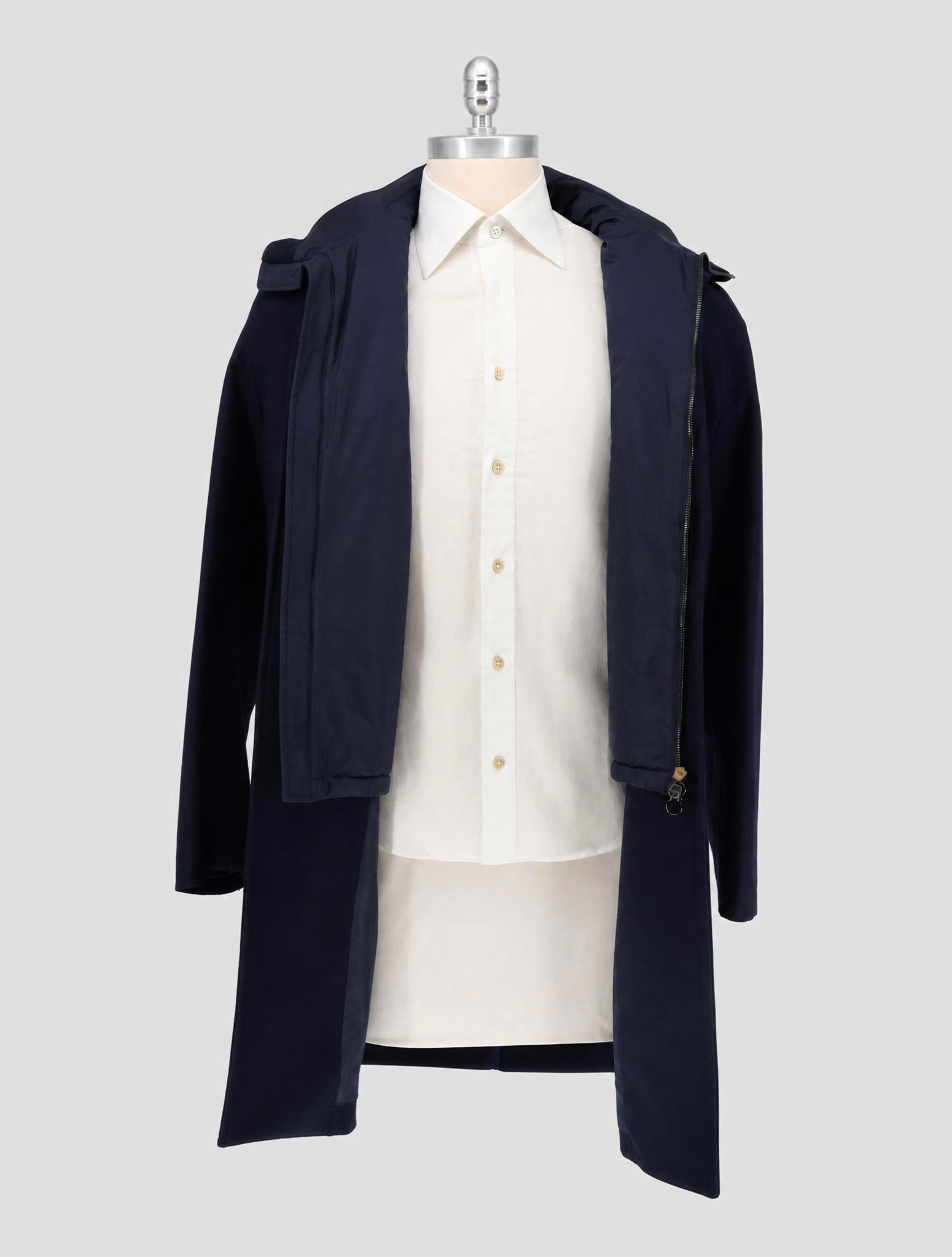 Kiton Blue Virgin Wool Overcoat