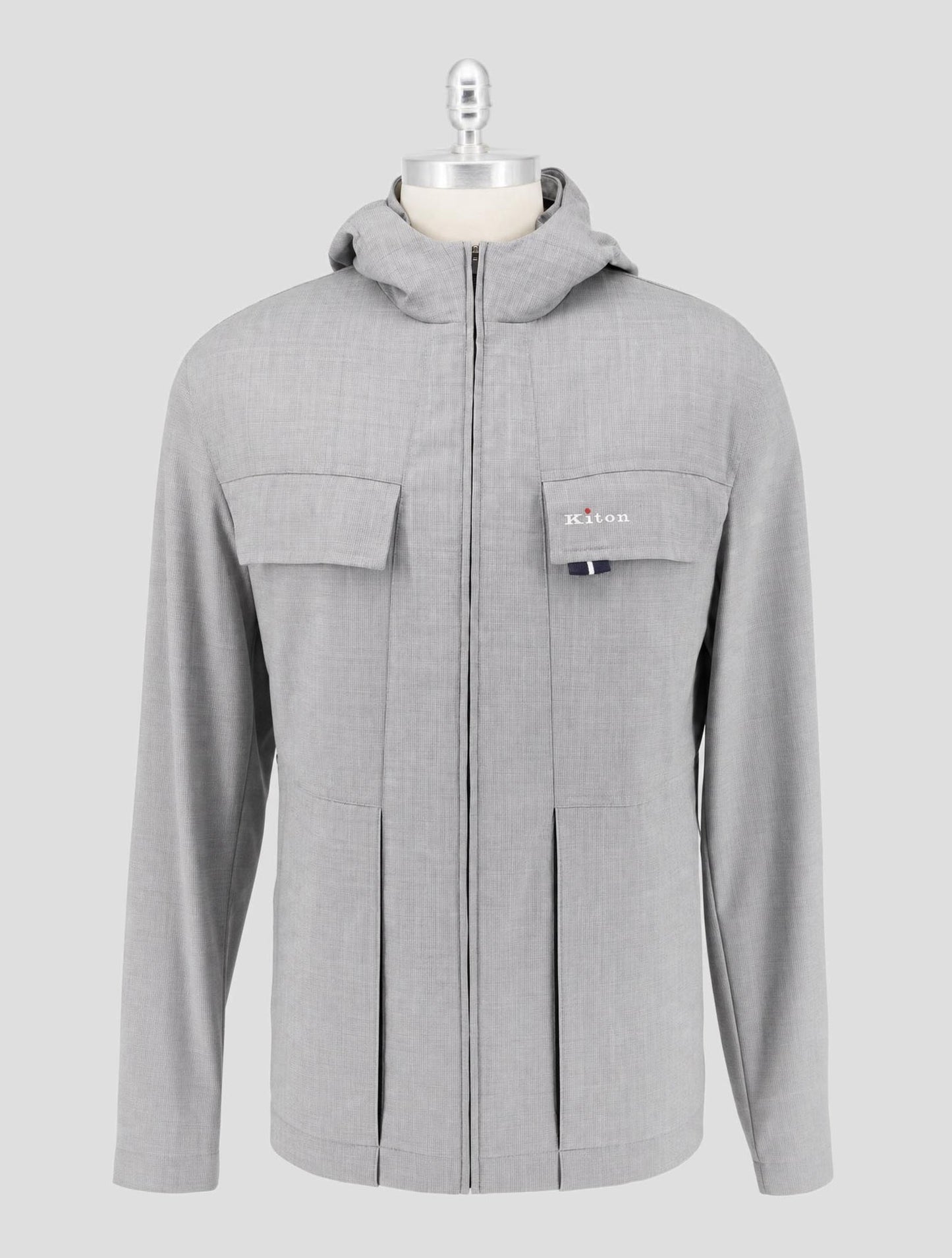 Kiton Gray Virgin Wool Pa Coat