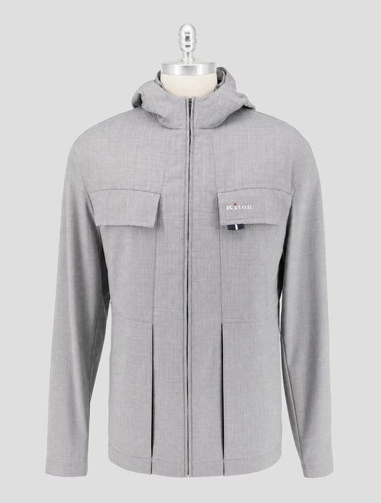 Kiton Gray Virgin Wool Pa Coat
