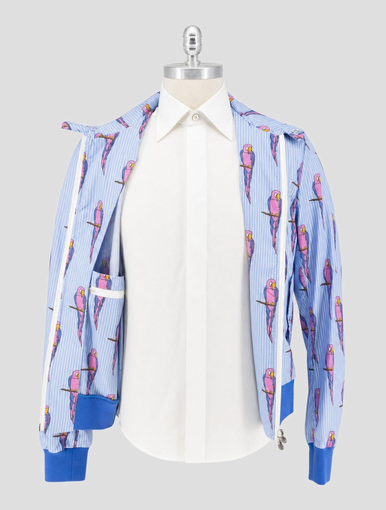 Kiton Light Blue White Pl Coat