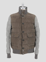 Kiton Green Beige Leather Suede Cashmere Coat