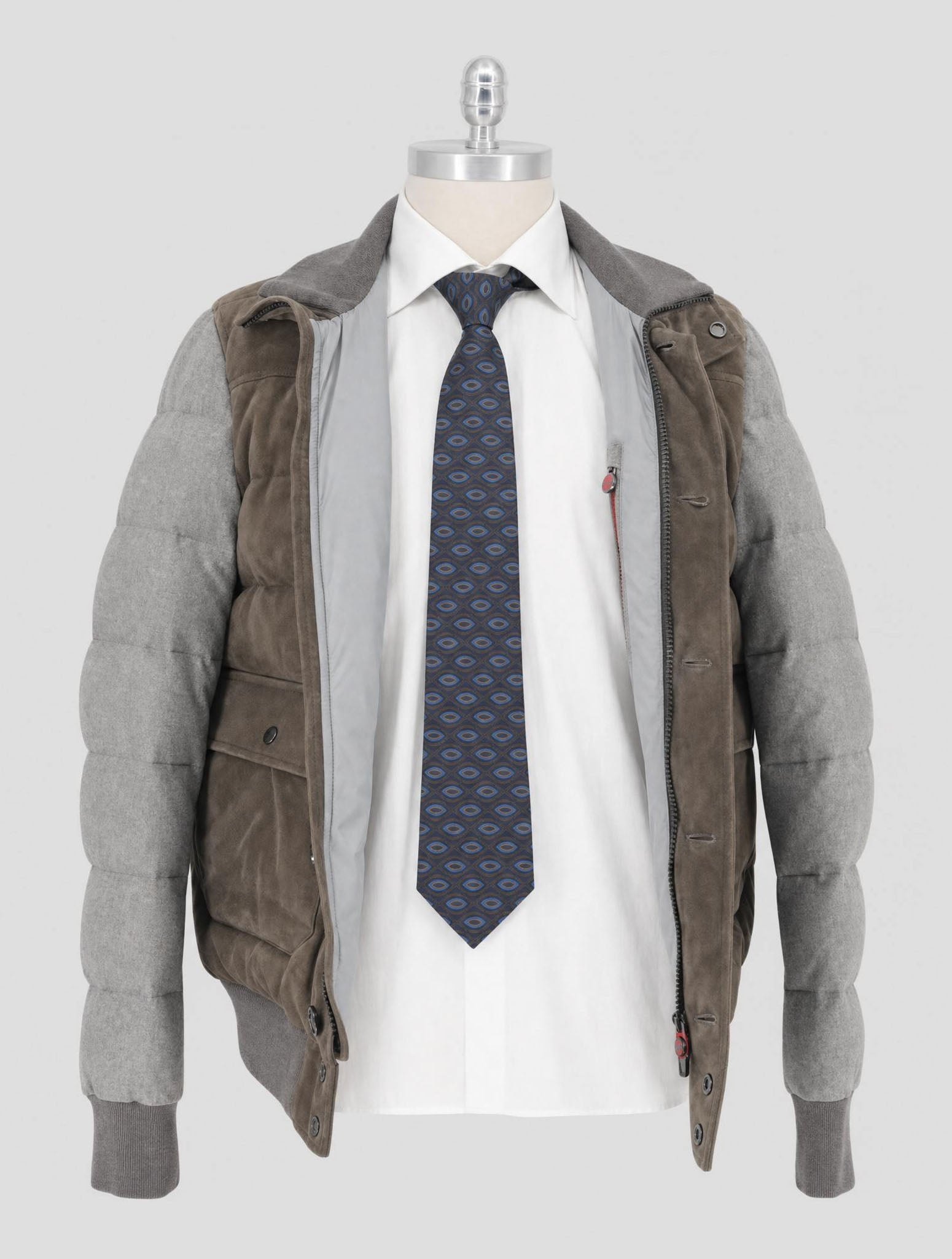 Kiton Green Beige Leather Suede Cashmere Coat