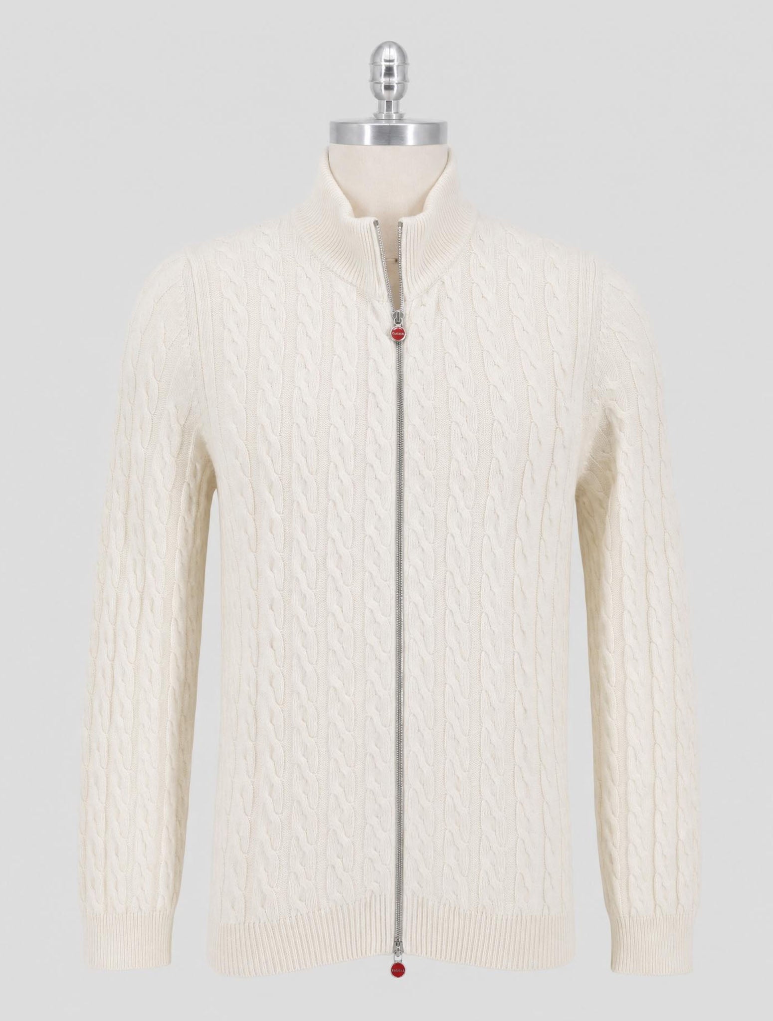Kiton White Cashmere Sweater Full Zip