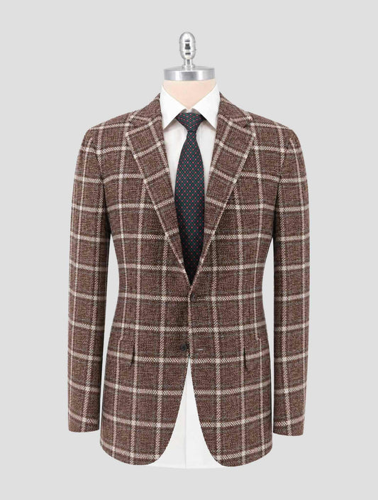 Kiton Brown White Cashmere Blazer