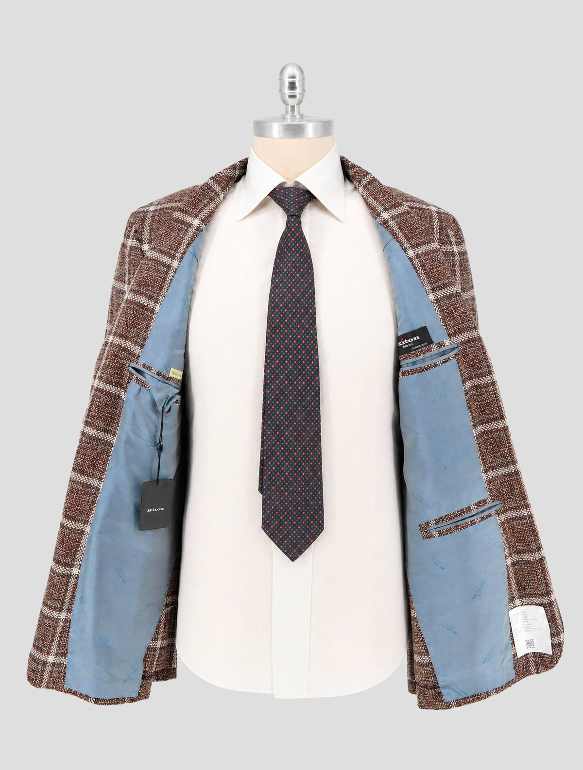 Kiton Brown White Cashmere Blazer