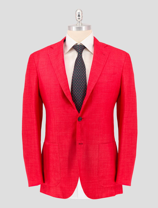 Kiton Red Silk Cashmere Linen Blazer