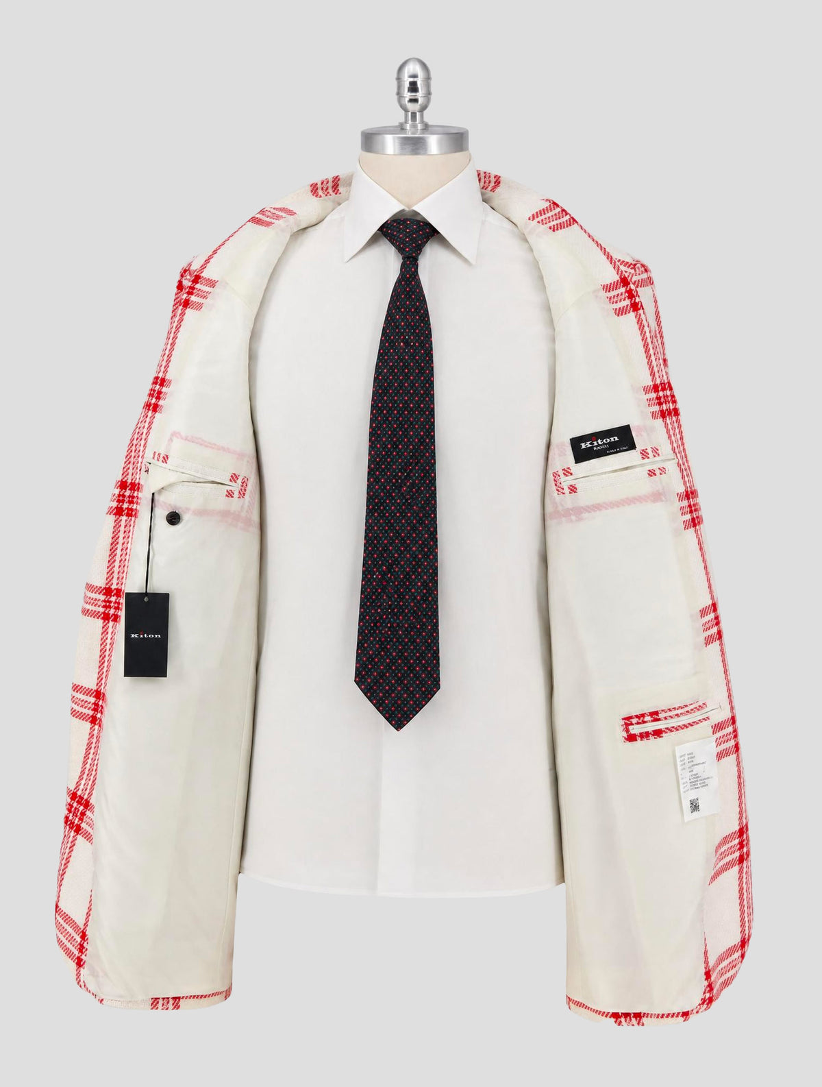 Kiton Red White Cashmere Linen Blazer