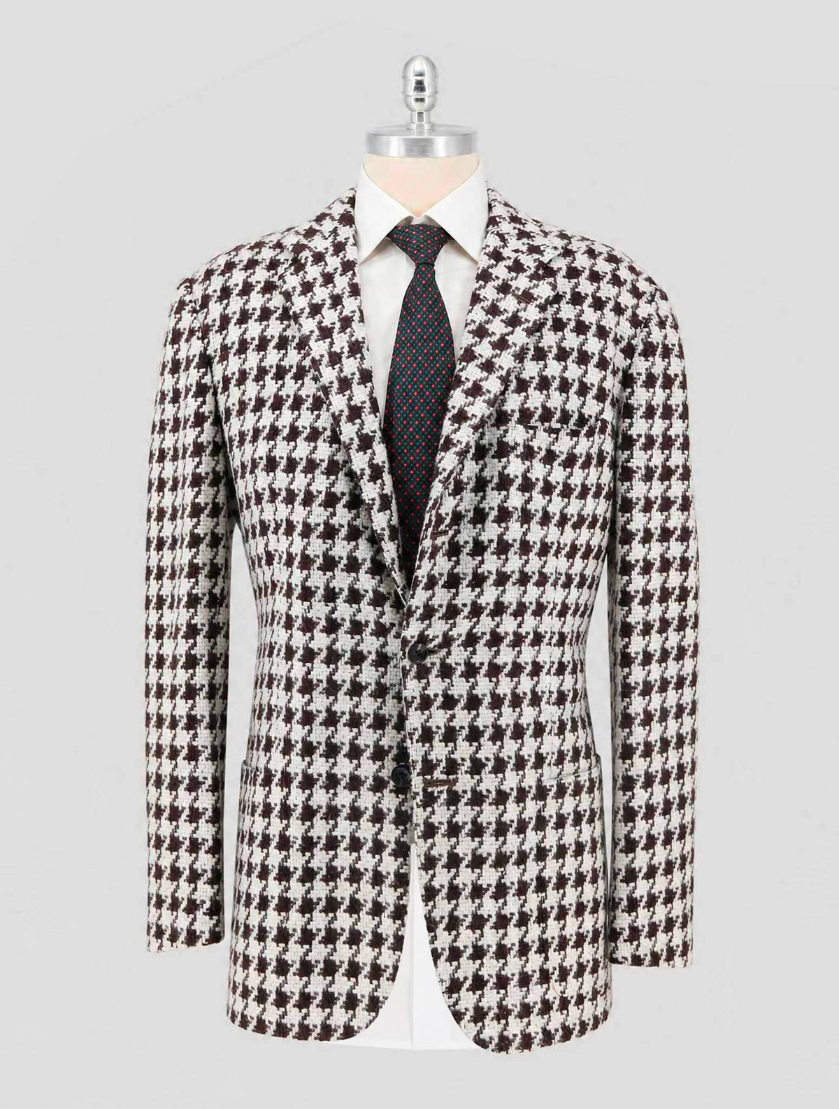 Kiton Brown White Cashmere Silk Blazer