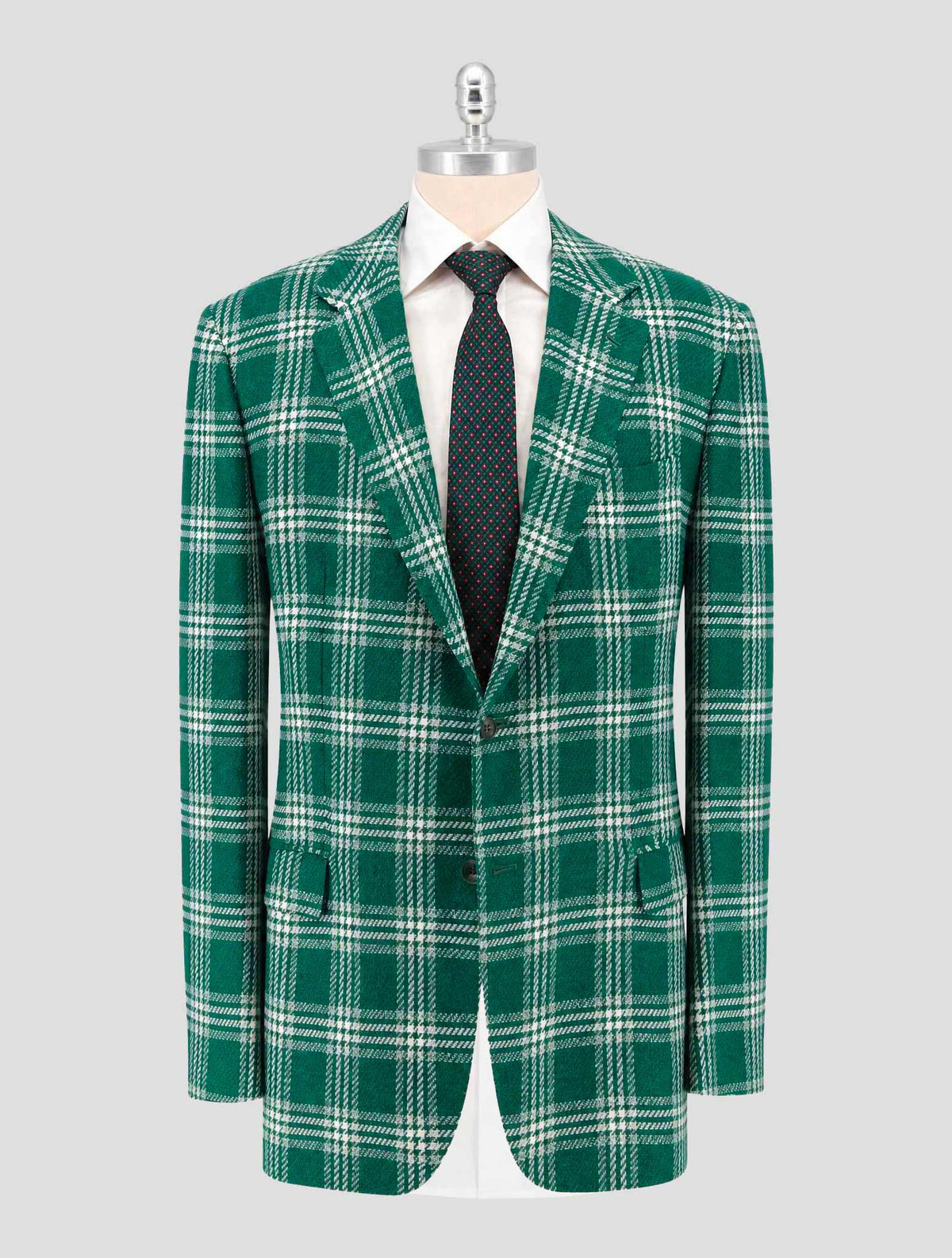 Kiton Green White Cashmere Linen Blazer
