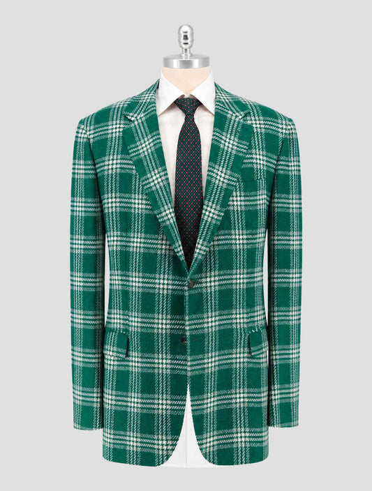 Kiton Green White Cashmere Linen Blazer