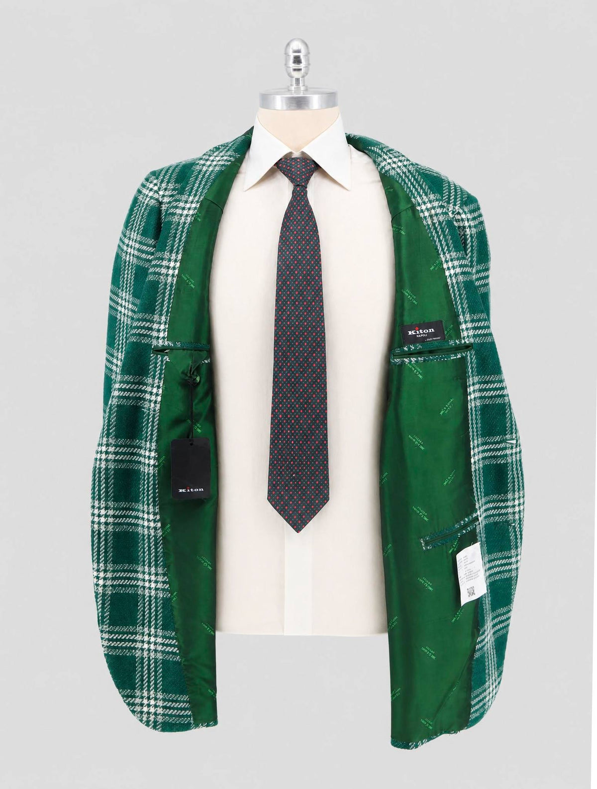 Kiton Green White Cashmere Linen Blazer