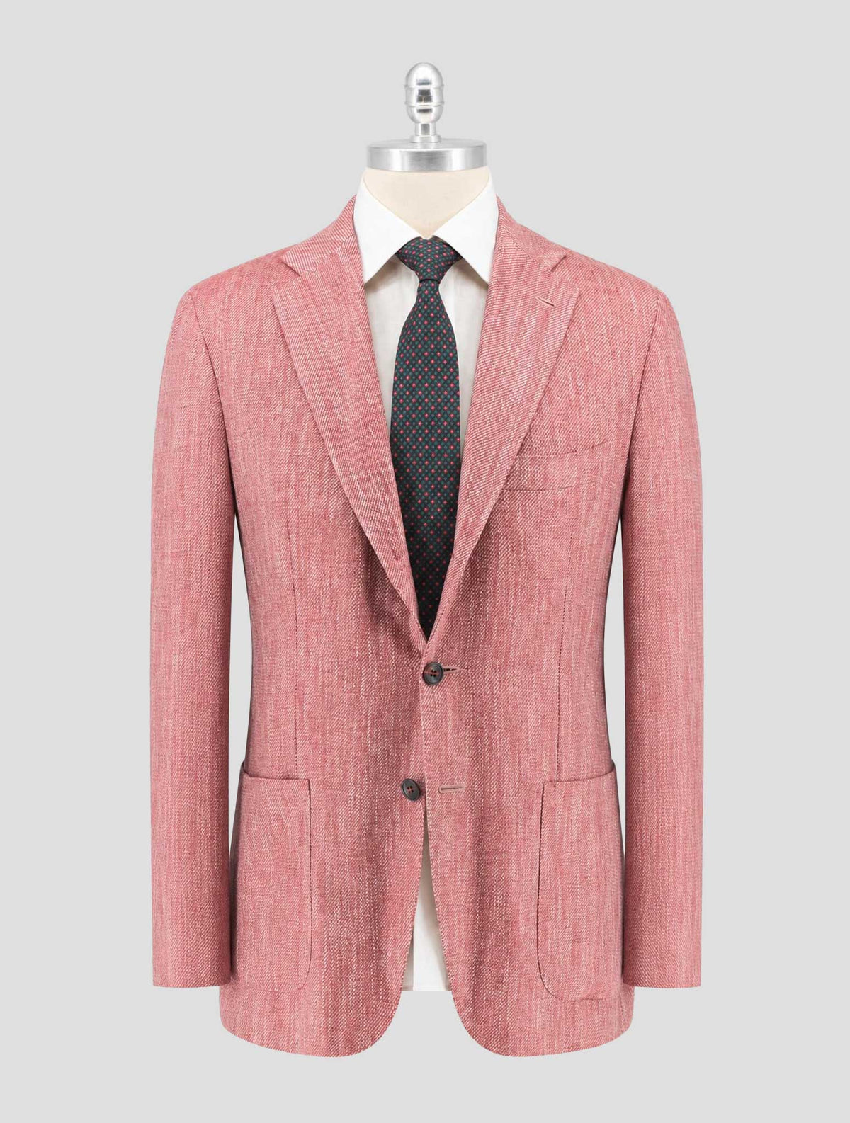 Kiton Pink White Silk Cotton Cashmere Blazer