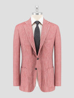 Kiton Pink White Silk Cotton Cashmere Blazer