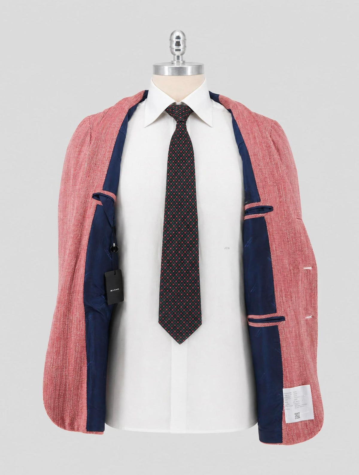 Kiton Pink White Silk Cotton Cashmere Blazer