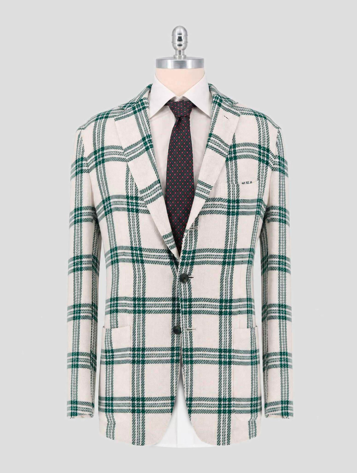 Kiton Green White Cashmere Cashmere Linen Blazer