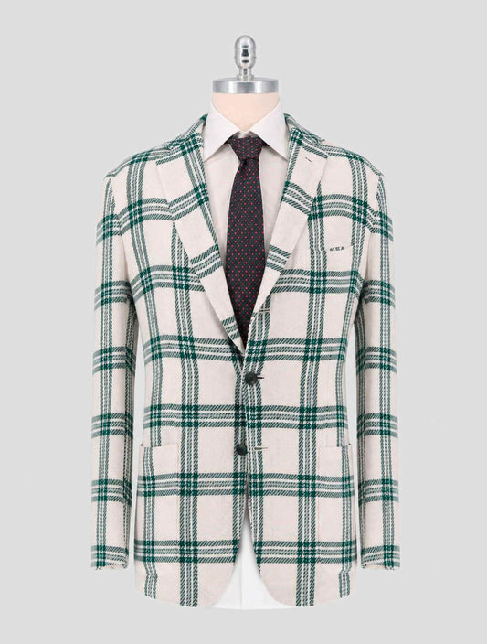 Kiton Green White Cashmere Cashmere Linen Blazer