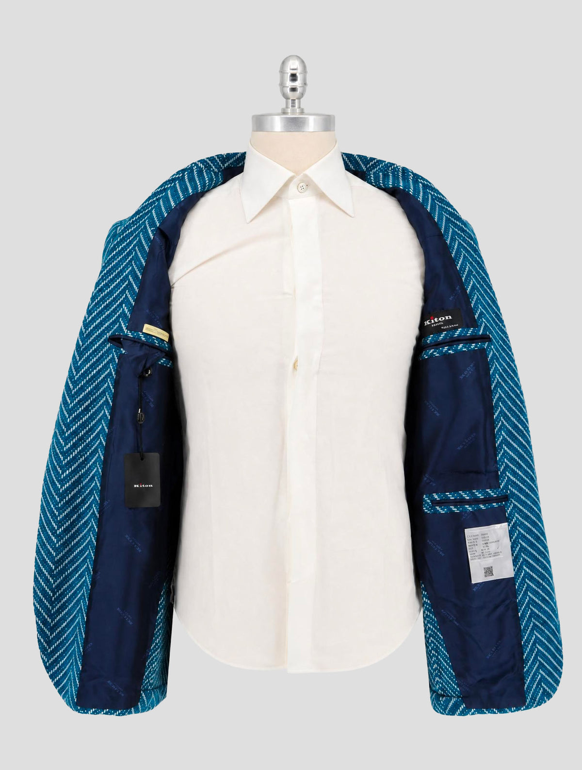 Kiton Blue White Cashmere Blazer