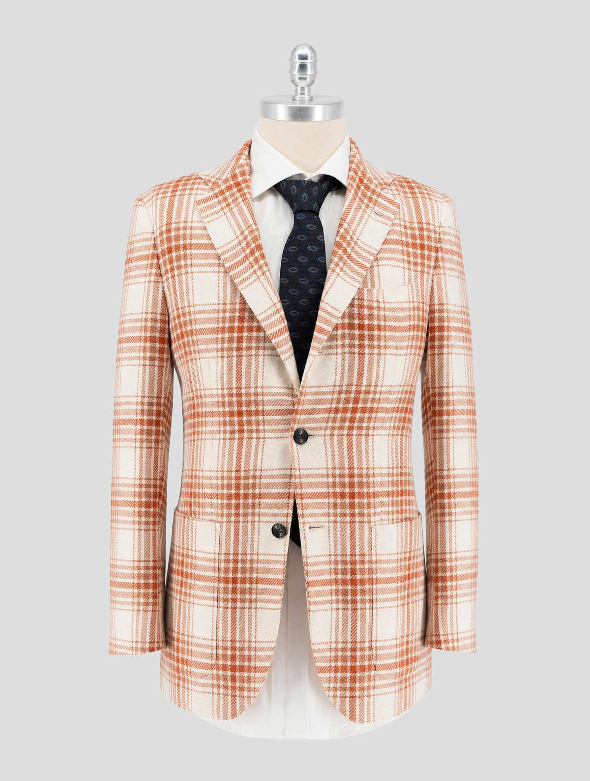 Kiton Orange White Cashmere Cotton Blazer